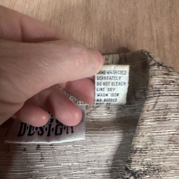 Vintage Chico’s Design Silk Linen Top Script Print Blouse Shirt Size 3 XL - Picture 4 of 4